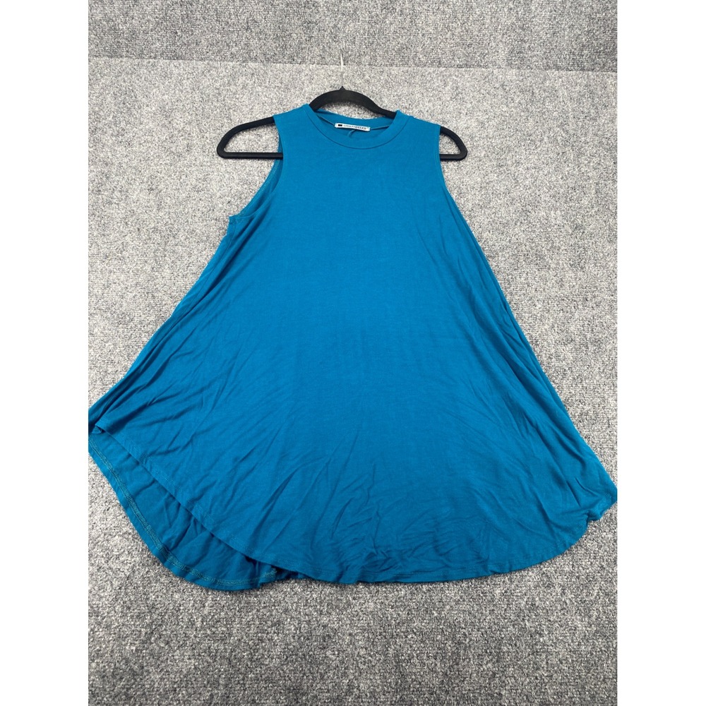 Urban Cleo Teal Blue Sleeveless Swing Tank Top Womens Size M Flowy Trapeze Knit